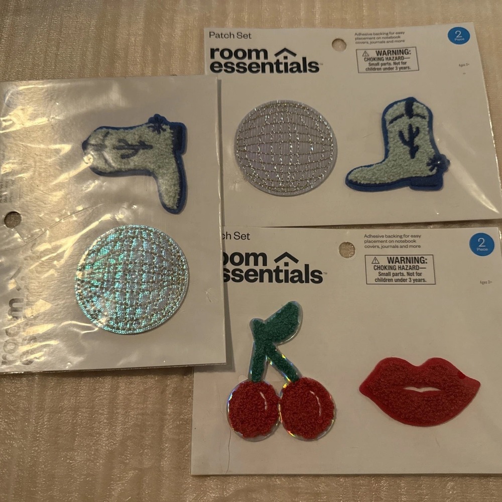 Room Essentials Iron On Patch Set Bundle Cherry Lips Disco Cowboy